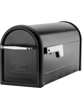 Stylish Black Galvanized Steel Post Mount Mailbox - Medium Capacity, Durable